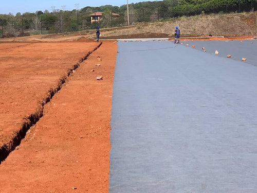 Roll of non-woven geotextile membrane for arena base layers